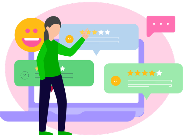 Girl Checking reviews  Illustration