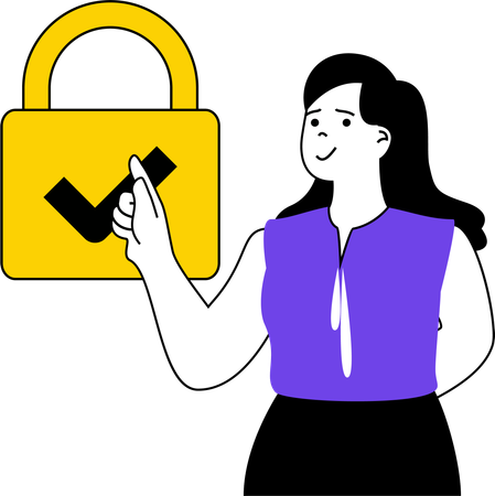 Girl checking security  Illustration