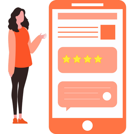 Girl checking star rating on mobile  Illustration