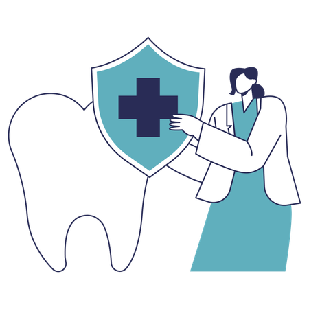 Girl checking tooth Insurance  Illustration