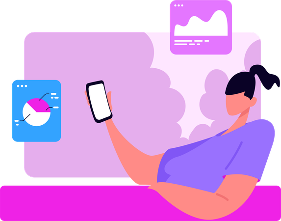 Girl Checking Update On Social Media  Illustration