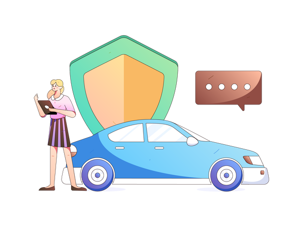 Girl checking Vehicle insurance  Illustration