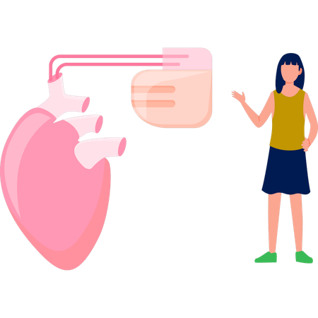 Girl checks the blood circulation in blood vessel  Illustration