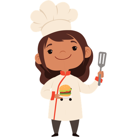 Girl chef made burger  Illustration