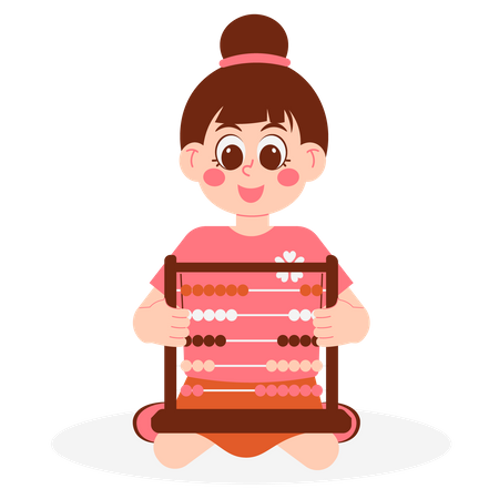 Girl child doing Counting Practice  Illustration