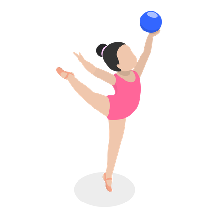 Girl child doing gymnastics with ball  Illustration