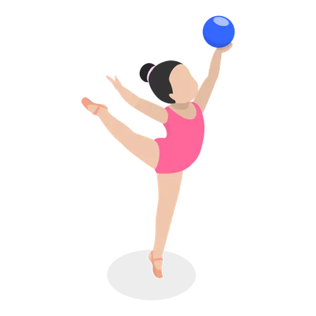 Girl child doing gymnastics with ball  Illustration