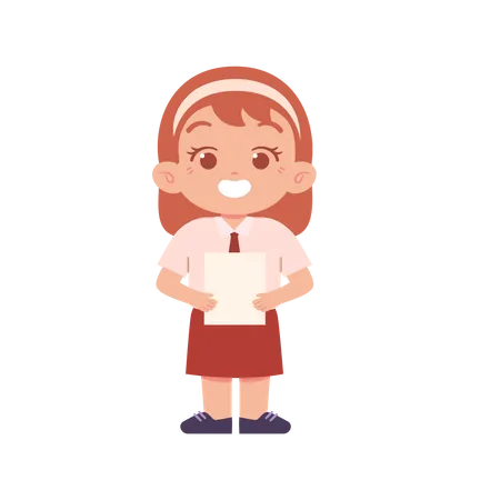 Girl Child Holding Document  Illustration