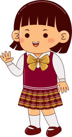 Girl Child In Uniform  Illustration