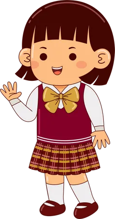 Girl Child In Uniform  Illustration