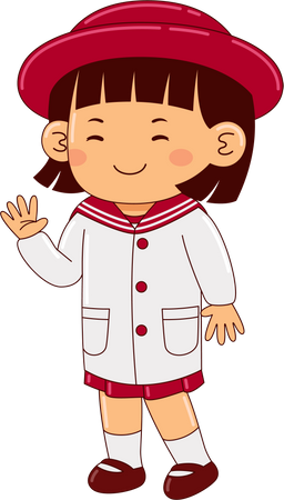 Girl Child In Uniform  Illustration