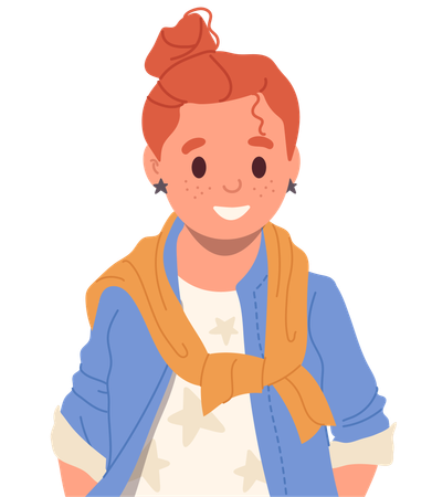 Girl child looking happy and smiling  Illustration