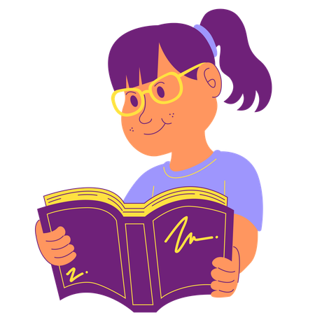 Girl child reading book  Illustration