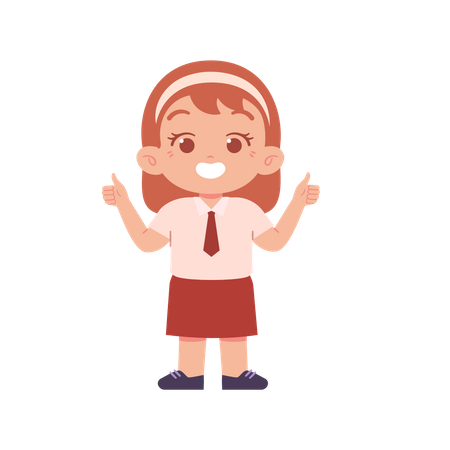 Girl Child Showing Double Thumb Up  Illustration