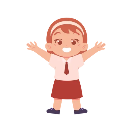 Girl Child Standing While Hands In Air  Illustration