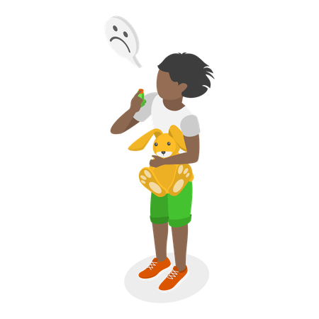Girl child suffering from asthma  Illustration