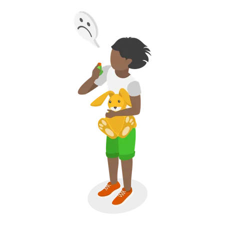 Girl child suffering from asthma  Illustration