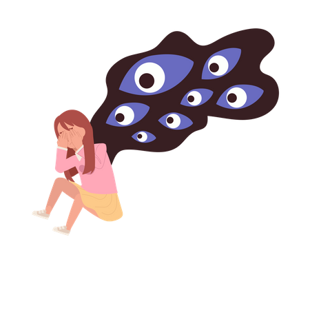 Girl Child with Paranoid Thoughts  Illustration