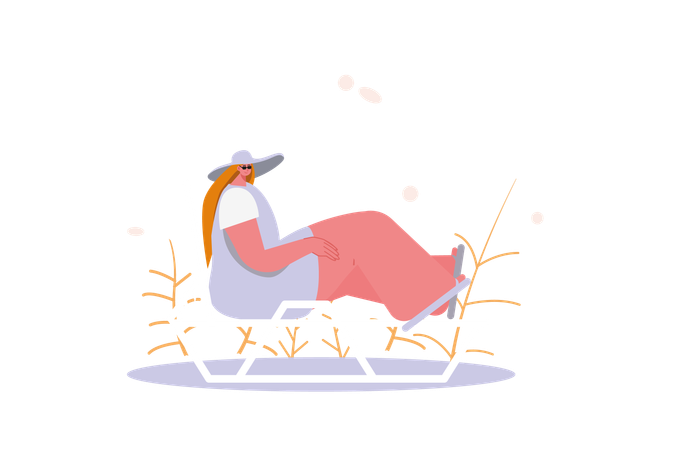 Girl chilling on beach  Illustration