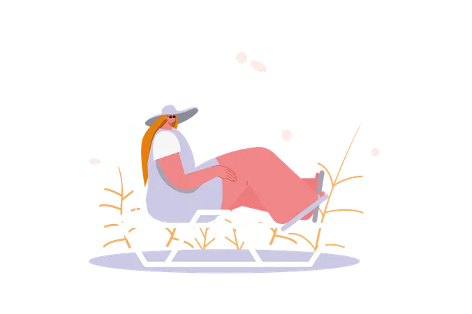 Girl chilling on beach  Illustration