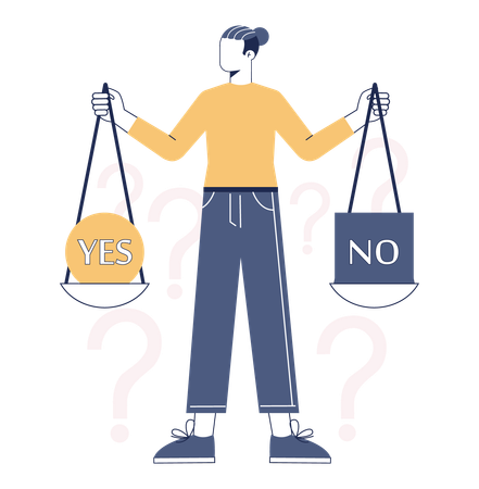 Girl choose yes or no  イラスト