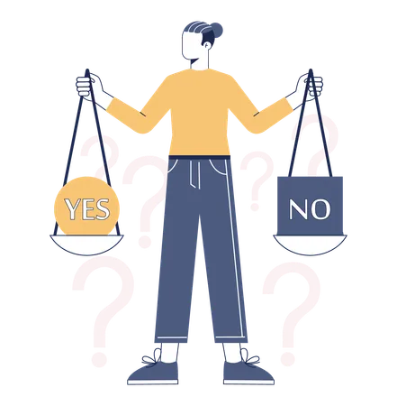 Choice Concept Difficult Decision Making Success Or Failure Two Options Dilemma Trying To Choose One Flat Vector Illustration イラスト