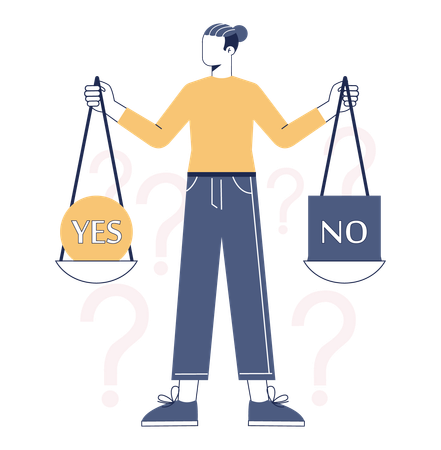 Girl choose yes or no  Illustration