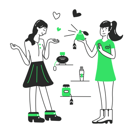 Girl chooses a perfume  Illustration