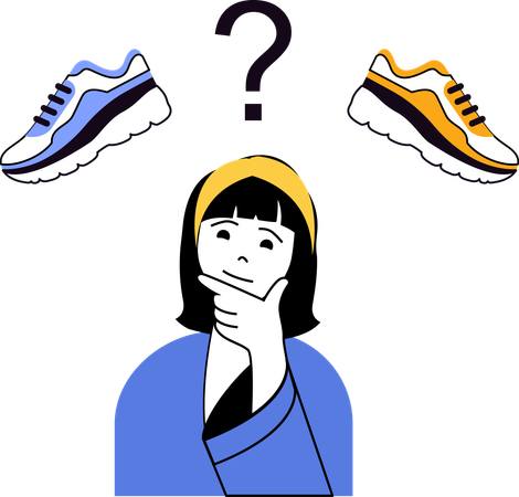 Girl choosing gym shoes  Illustration