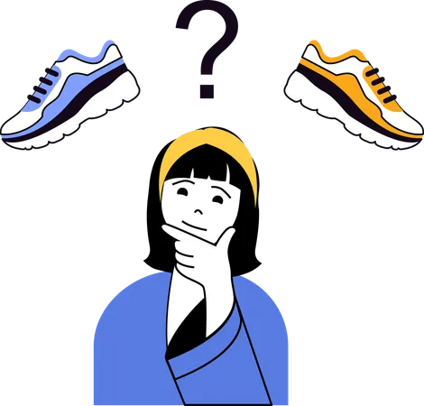 Girl choosing gym shoes  Illustration