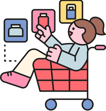 Girl choosing shopping item  Illustration