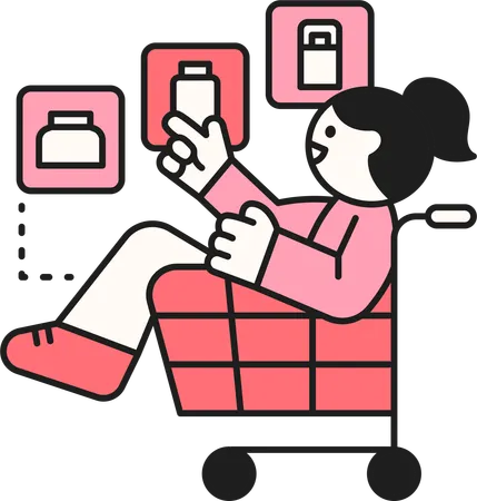 Girl choosing shopping item  Illustration