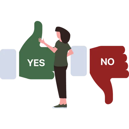 Girl choosing yes  Illustration