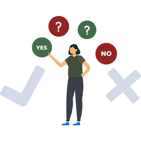 Girl choosing yes  Illustration