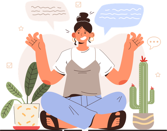 Girl clam while doing good communication  Illustration