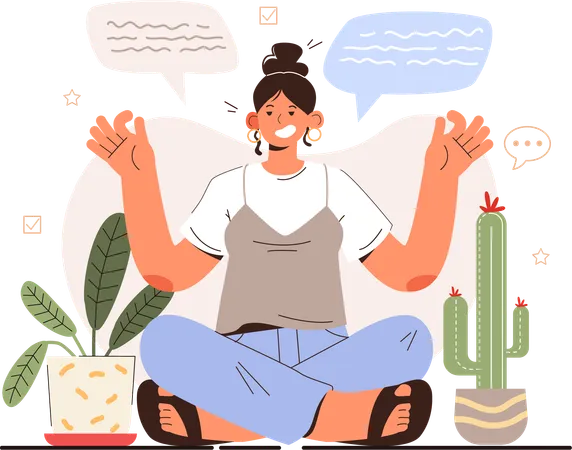 Girl clam while doing good communication  Illustration