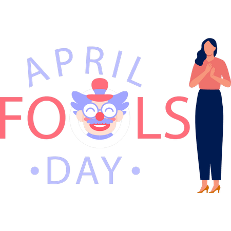 Girl clapping by seeing poster  Illustration