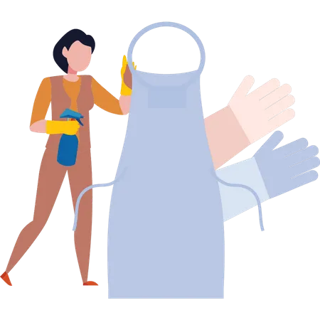 Girl cleaning apron  Illustration