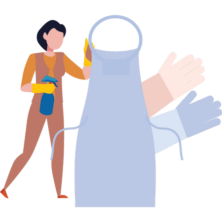 Girl cleaning apron  Illustration