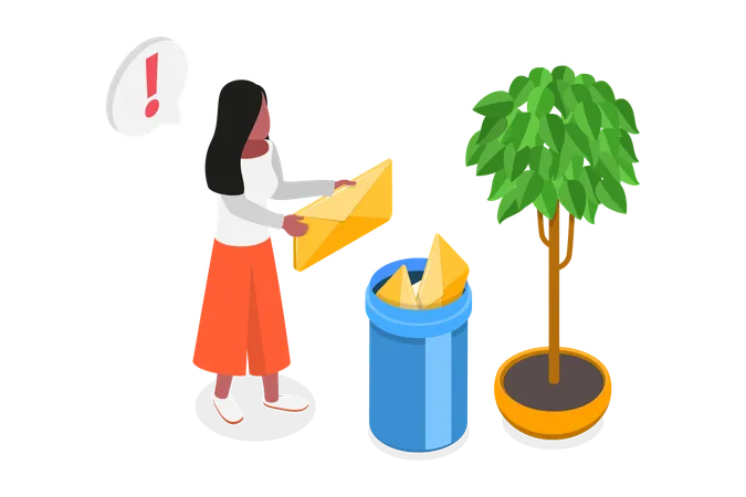 Girl Cleaning Digital Memory  Illustration