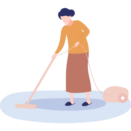 Girl cleaning floor with vacuum  Illustration