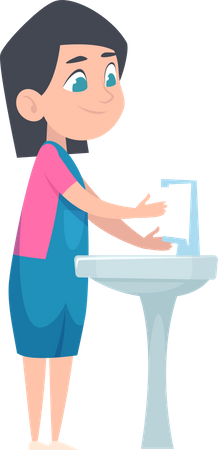 Girl cleaning hands  Illustration