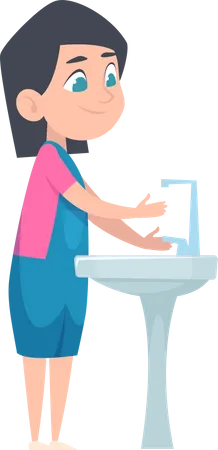 Girl cleaning hands  Illustration