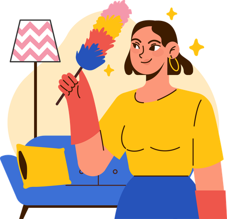 Girl cleaning home  Illustration