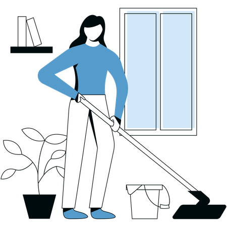 Girl Cleaning House  Illustration