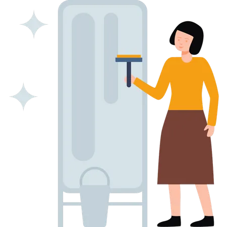 Girl cleaning mirror  Illustration