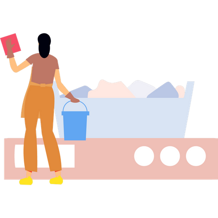Girl cleaning room  Illustration
