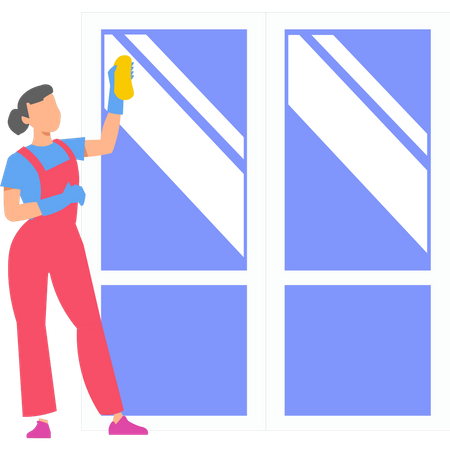 Girl cleaning window  일러스트레이션