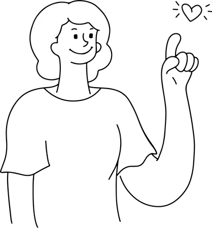 Woman Click Heart Button Illustration Illustration
