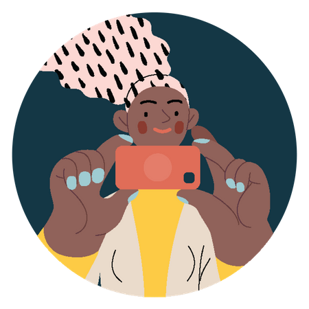 Girl clicking photo with mobile Illustration